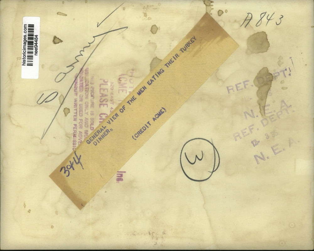 1925 Press Photo View of the U.S Army men eating their Turkey Dinner