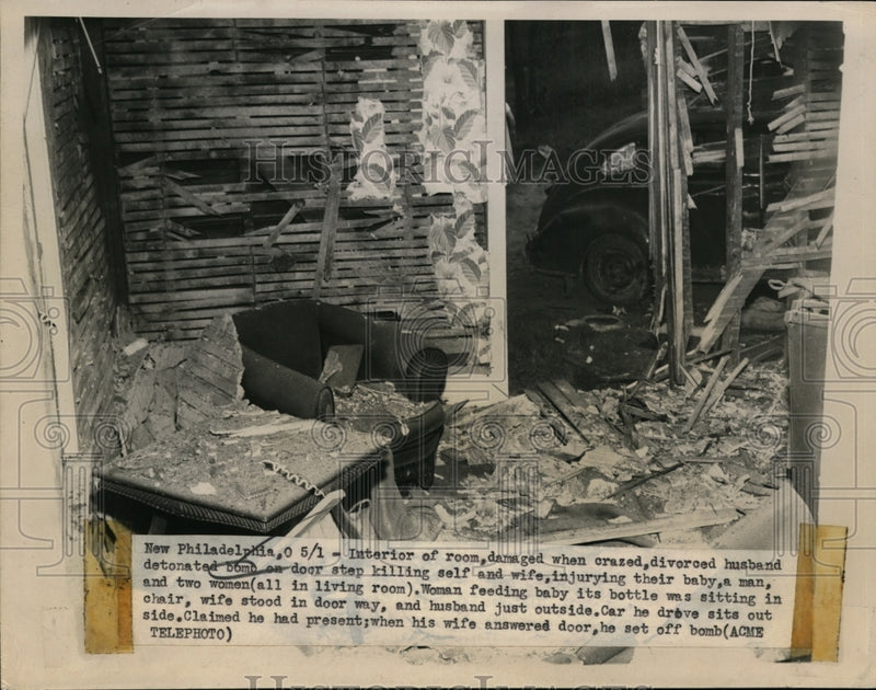 Load image into Gallery viewer, 1949 Press Photo Husband Detonated Bomb Killing Self And Wife - nee94496
