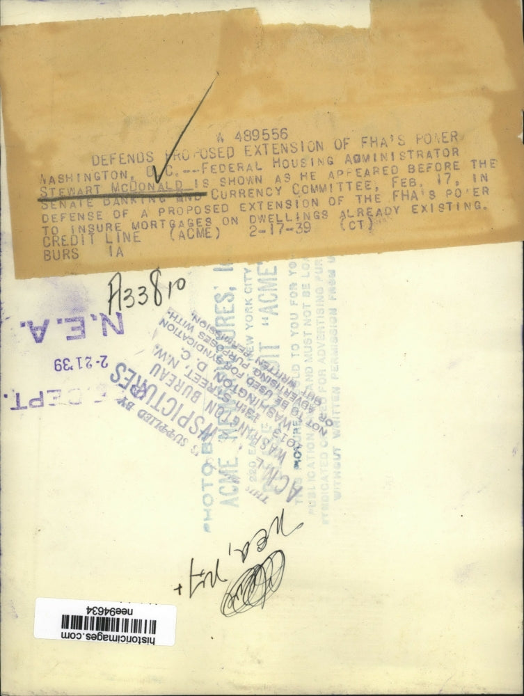 1939 Press Photo Federal Housing Administrator Stewart McDonald - nee94634