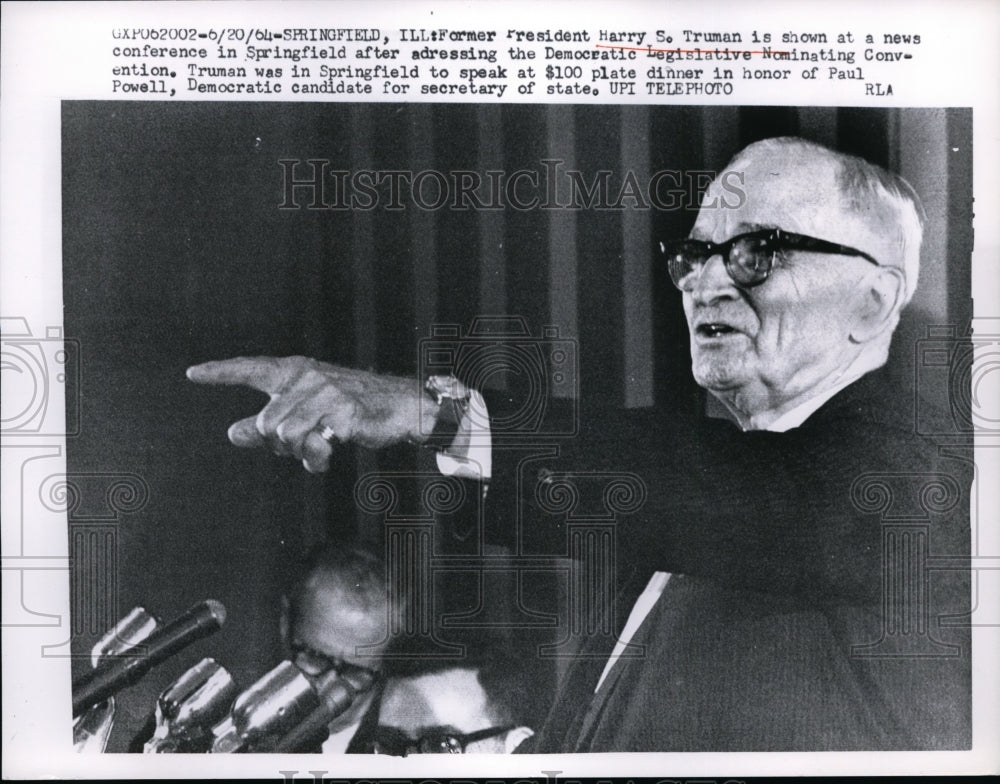 1964 Press Photo Former President Harry Truman speaks at Democratic Conference