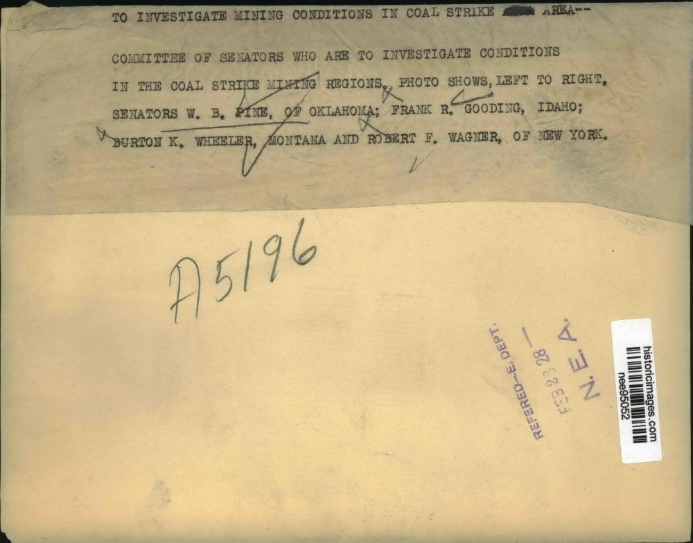 1928 Press Photo Committee of Senators investigate condition in Coal Strike Area