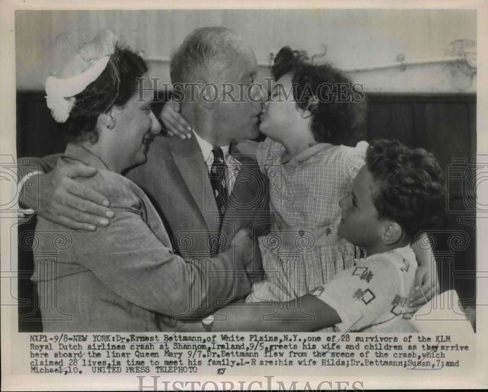 1954 Press Photo Ernest Bettman one of survivor of KLM Airlines crash at Ireland