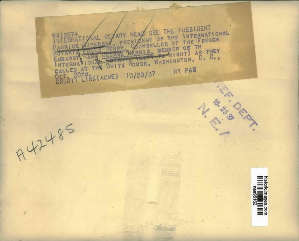 1937 Press Photo Rotary Officials Maurice DuPerry Jules Henry & George Harris