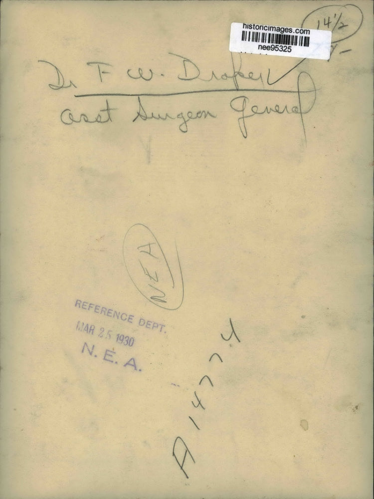 1930 Press Photo Dr FW Draper Assistant Surgeon General - nee95325