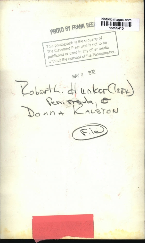 1972 Press Photo Robert Hunker & Donna Ralston - nee95415