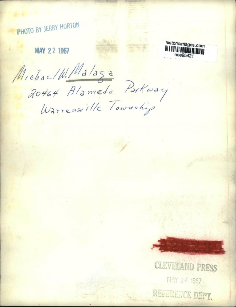 1957 Press Photo Michael Malaga of Alameda Parkway, Warrensville Township