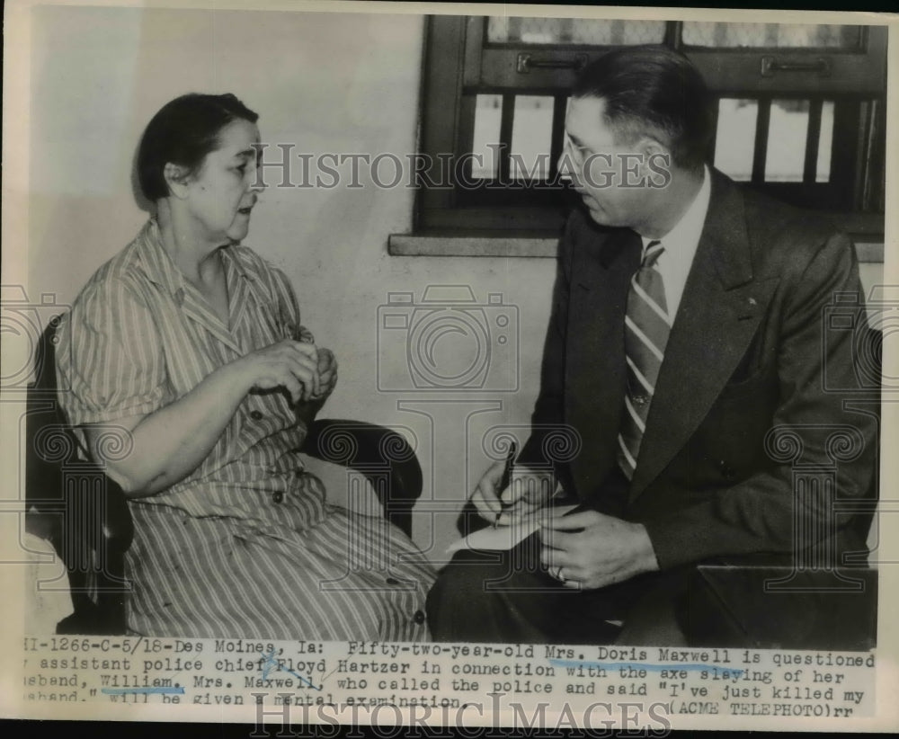 1930 Press Photo Mrs.Doris Maxwell questioned in axe slaying of her husband