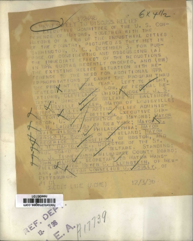 1936 Press Photo Executive Committee of the U.S Conference of Mayors