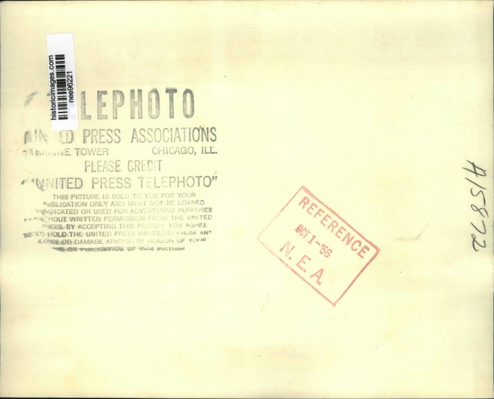 1956 Press Photo Randolph Churchill son of Winston Churchill in headphones