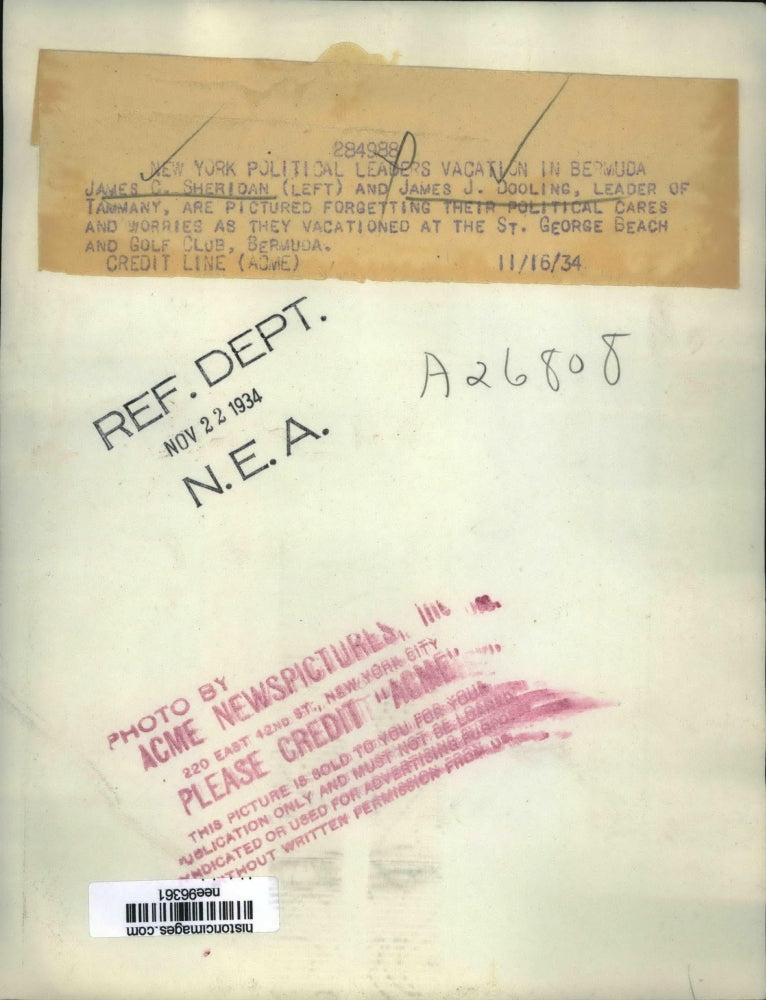 1934 Press Photo James Sheridan And James Dooling Vacationed At St. George Beach