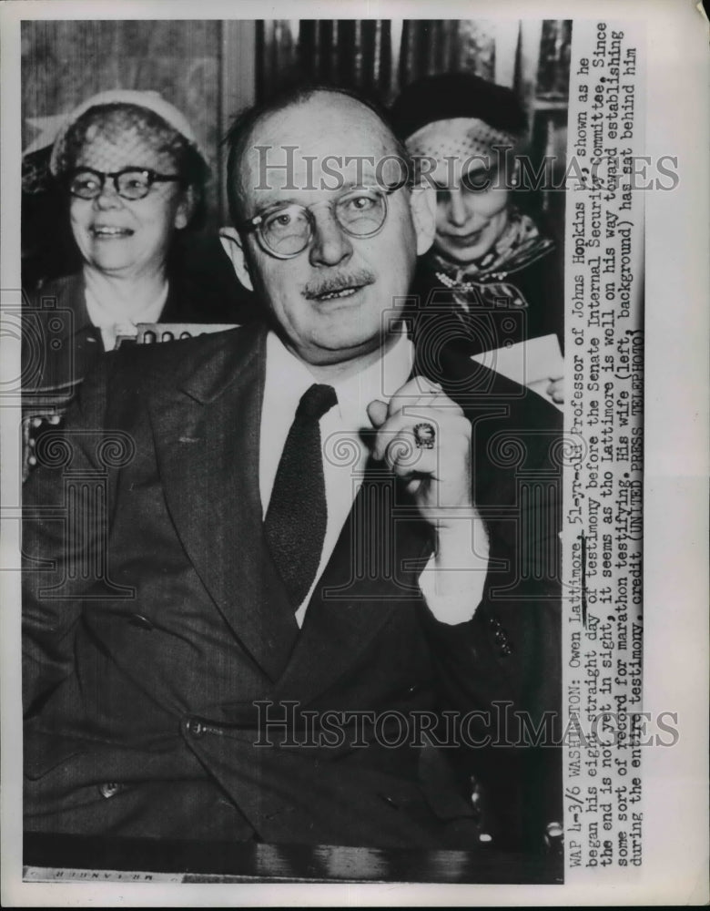 1952 Press Photo Owen Lattimore As He Began His Testimony - nee96445