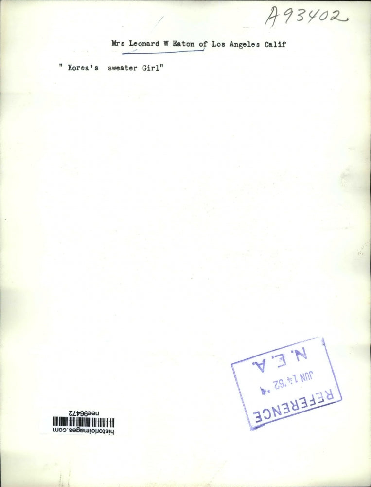 1962 Press Photo Mrs. Leonora Eaton Of Los Angeles California - nee96472