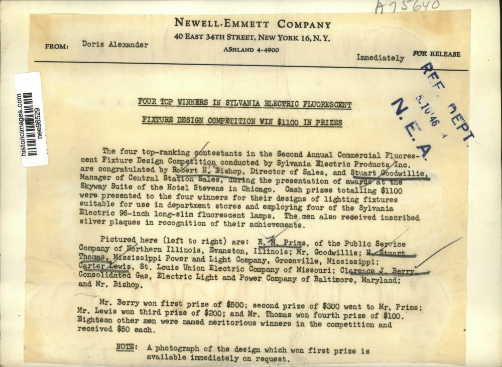 1946 Press Photo Top contestant in 2nd Annual Commercial Fluorescent Design