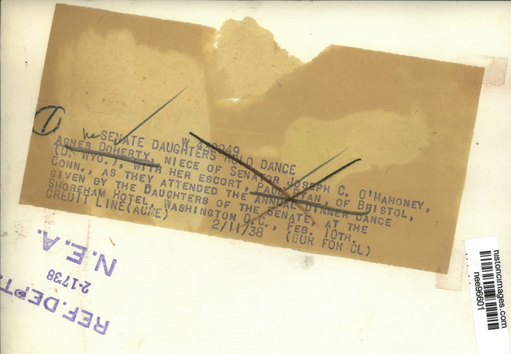 1938 Press Photo Agnes Doherty niece of Sen. O'Mahoney and Paul Ryan hold dance