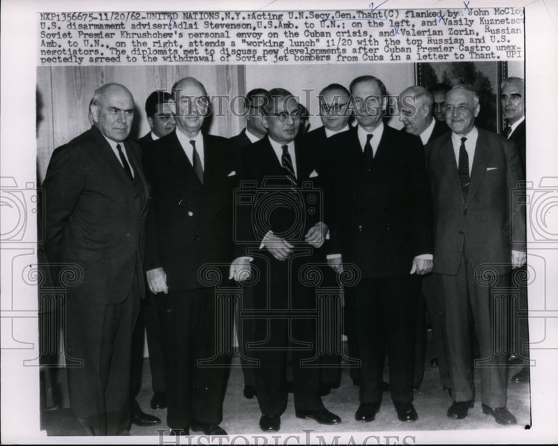 Load image into Gallery viewer, 1962 Press Photo Russians and U.S Ambassadors to U.N. meet at United Nations N.Y
