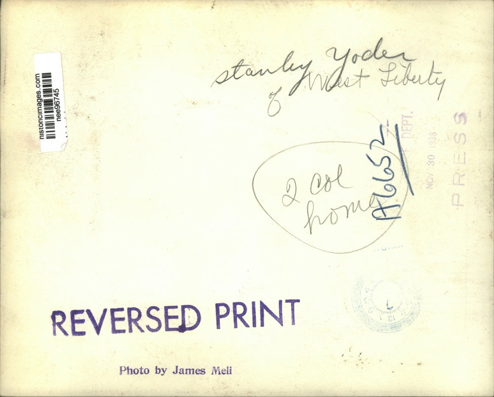 1938 Press Photo Stanley Yoder of West Liberty - nee96745