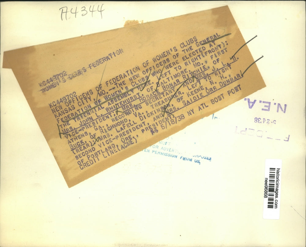 1939 Press Photo New Officers of the General Federation of Women Clubs