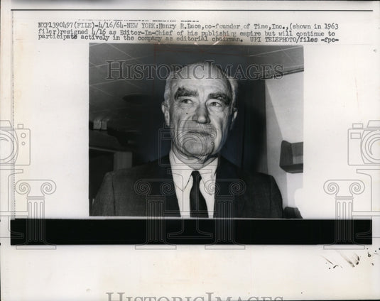 1964 Press Photo Henry Luce Resigned As Editor-In-Chief Of His Publishing Empire
