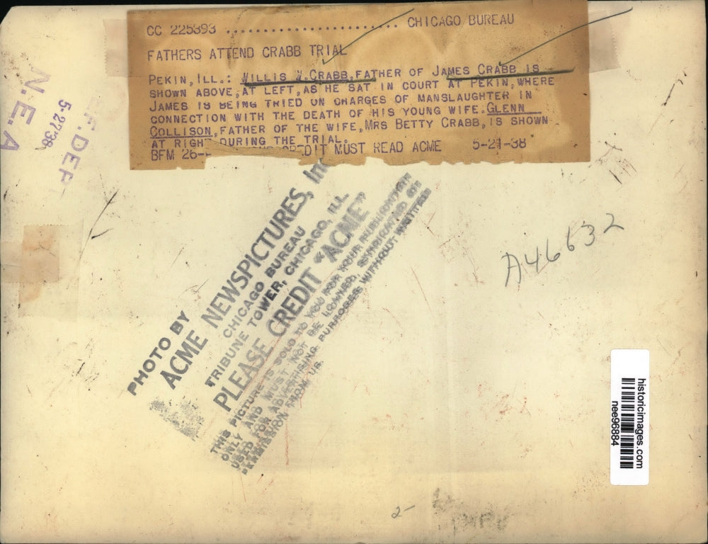 1938 Press Photo Willis Crabb As He Sat In Court At Pekin - nee96884