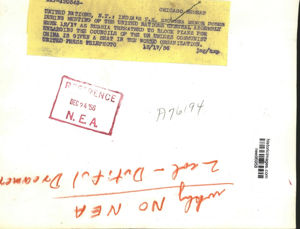 1956 Press Photo V.K. Krishna Menon During The Meeting Of The United Nations