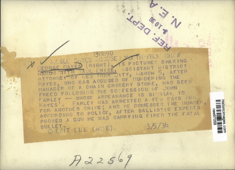 1936 Press Photo George Hayes accused of murdering the manager of a chain store