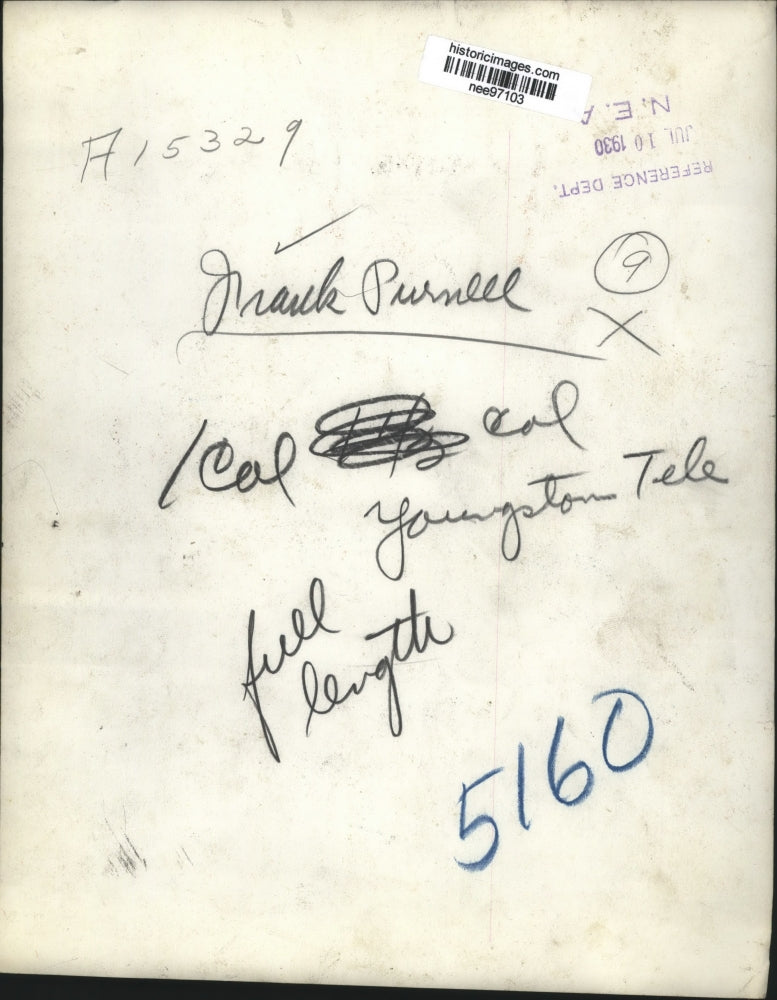 1930 Press Photo Frank Purnell - nee97103