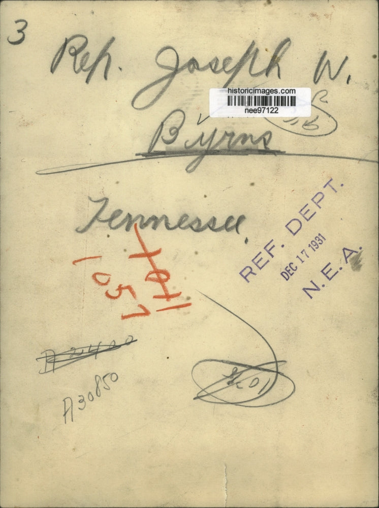 1931 Press Photo Rep. Joseph W.Bynre of Tennessee - nee97122