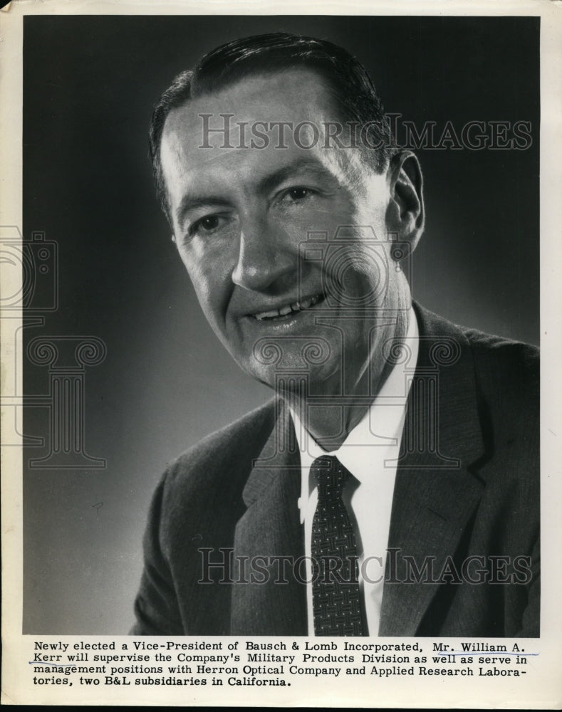 1961 Press Photo William A.Kerr vice-pres. of Bausch & Lomb Incorporated