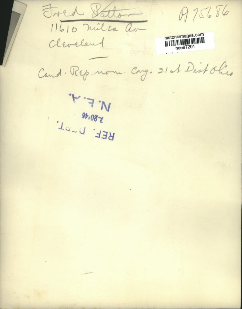 1946 Press Photo Fred Patton,Representative nominee for 21st District Ohio