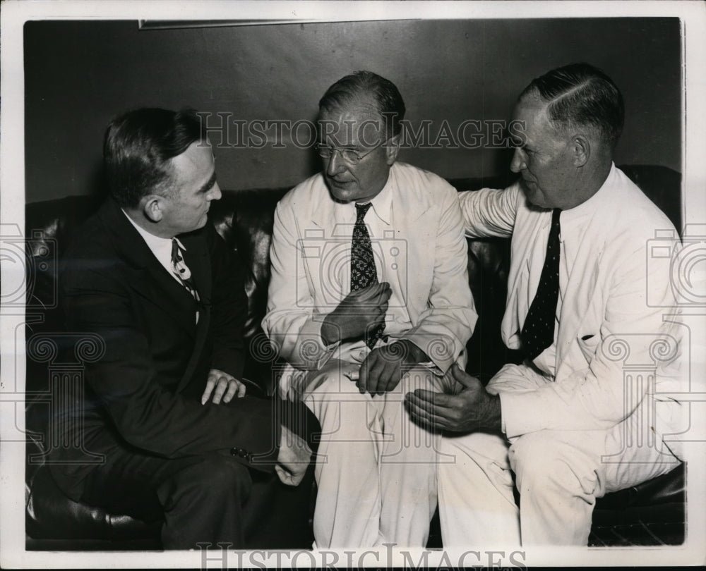 1938 Press Photo Senators Joseph C.O'Mahoney,Burton K.Wheeler, Edward R. Burke