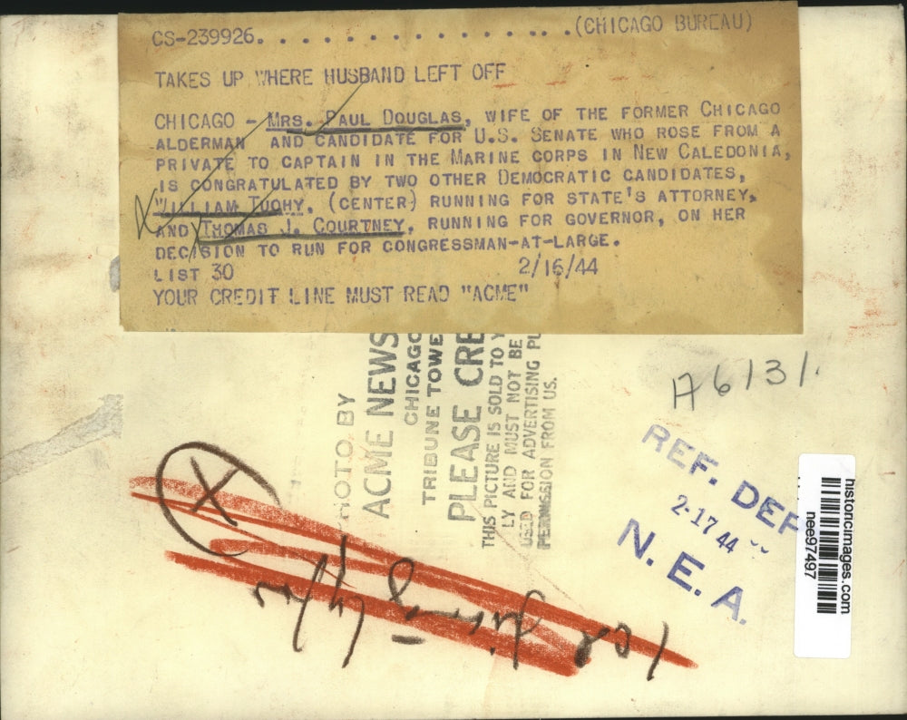 1944 Press Photo Mrs.Paul Douglas congratulated by other Democrats - nee97497