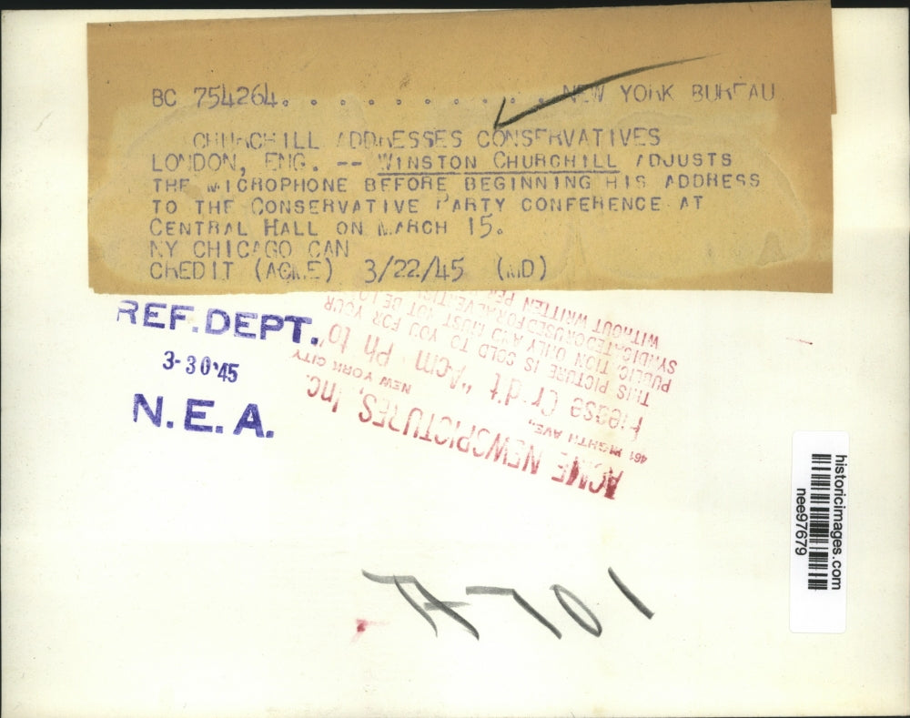 1945 Press Photo Winston Churchikk address to the Conservative Party Conference