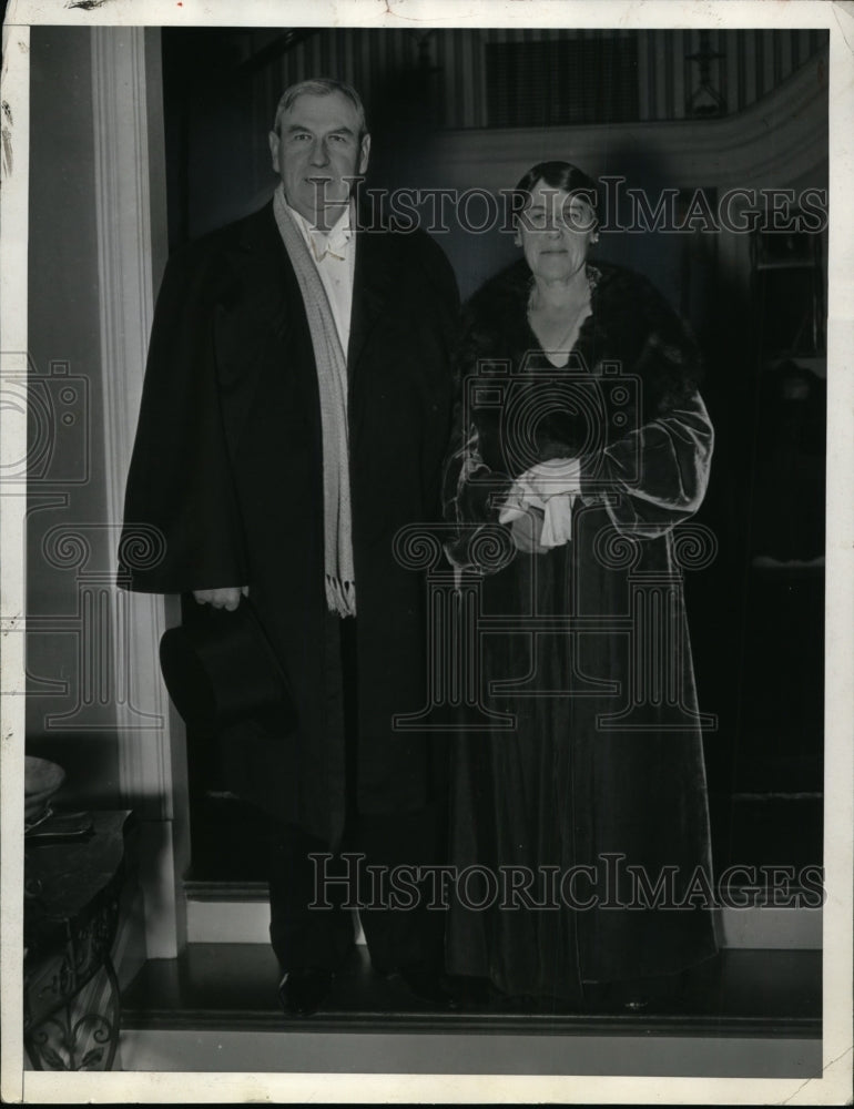 1936 Press Photo Justice Harlan Fiske Stone and wife at the White Hos=use