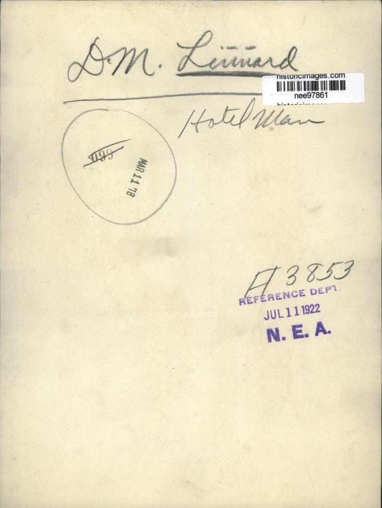 1922 Press Photo D.M. Liuward, Hotel Manager - nee97861