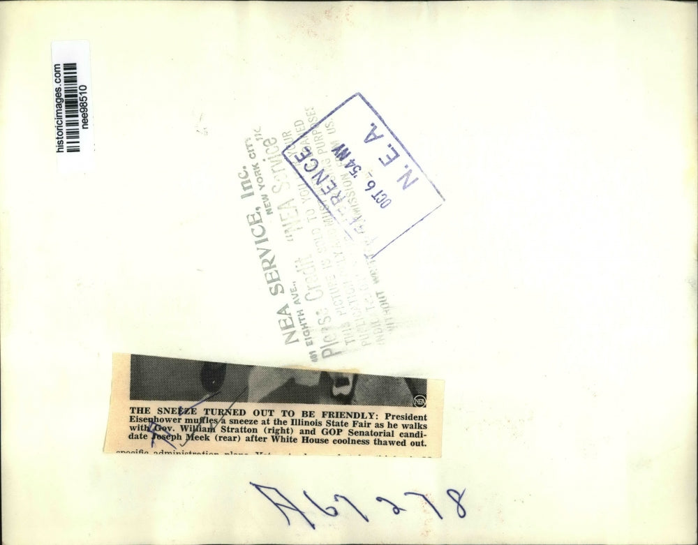 1954 Press Photo Pres. Dwight Eisenhower with Gov.William Stratton - nee98510