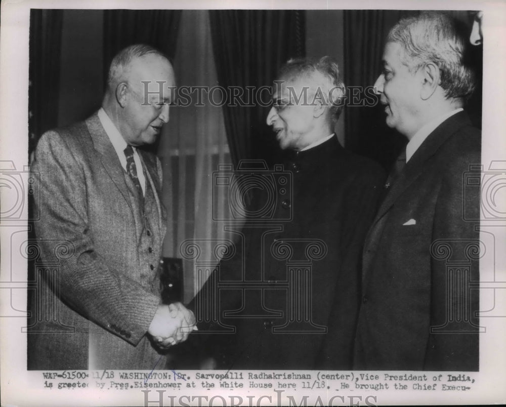 1954 Press Photo Pres.Eisenhower and India Vice Pres. Sarvopalli Radhakrishnan