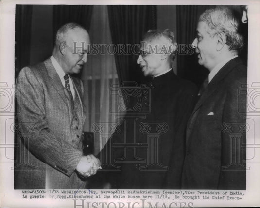 1954 Press Photo Pres.Eisenhower and India Vice Pres. Sarvopalli Radhakrishnan