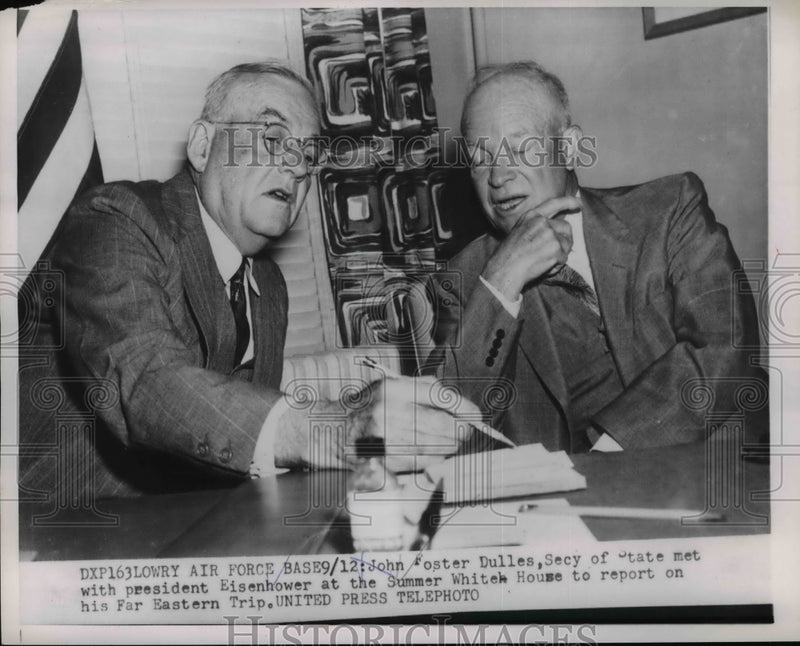 Load image into Gallery viewer, 1954 Press Photo Pres.Dwight Eisenhower and Secy of State John Foster Dulles
