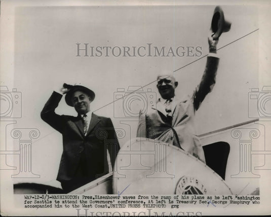 1953 Press Photo Pres. Eisenhower with Treasury Sec. George Humphrey