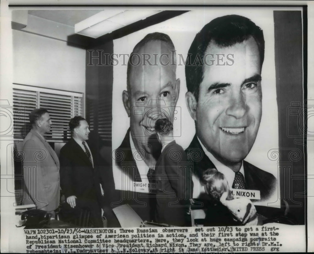 1956 Press Photo Three Russian observers at the Republican Headquarters in Wash