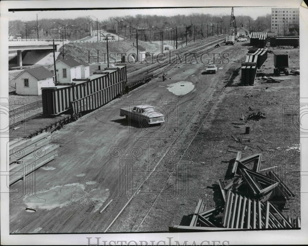 Undated Press Photo Northwest Freeway Equipment along Norfolk &amp; Wetern Tracks- Historic Images