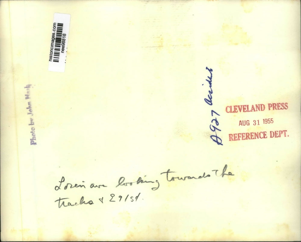 1955 Press Photo Automobile Accident at Lorain looking toward the Tracks