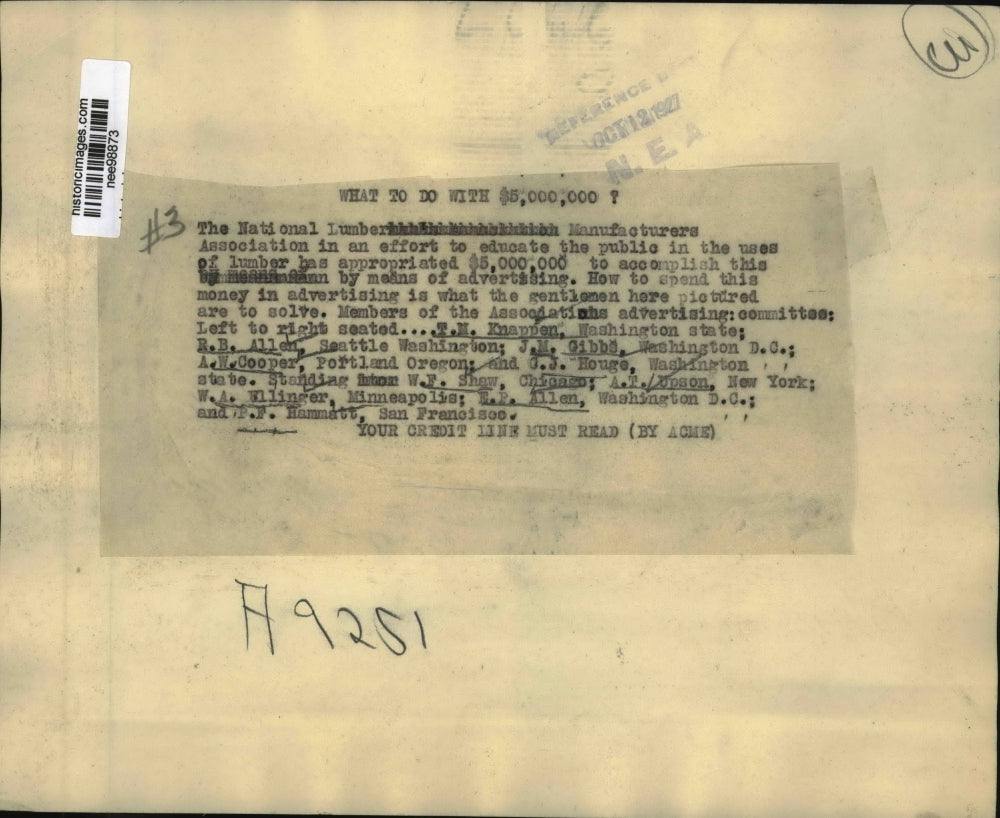 1927 Press Photo Members of The National Lumber Manufacturers Association