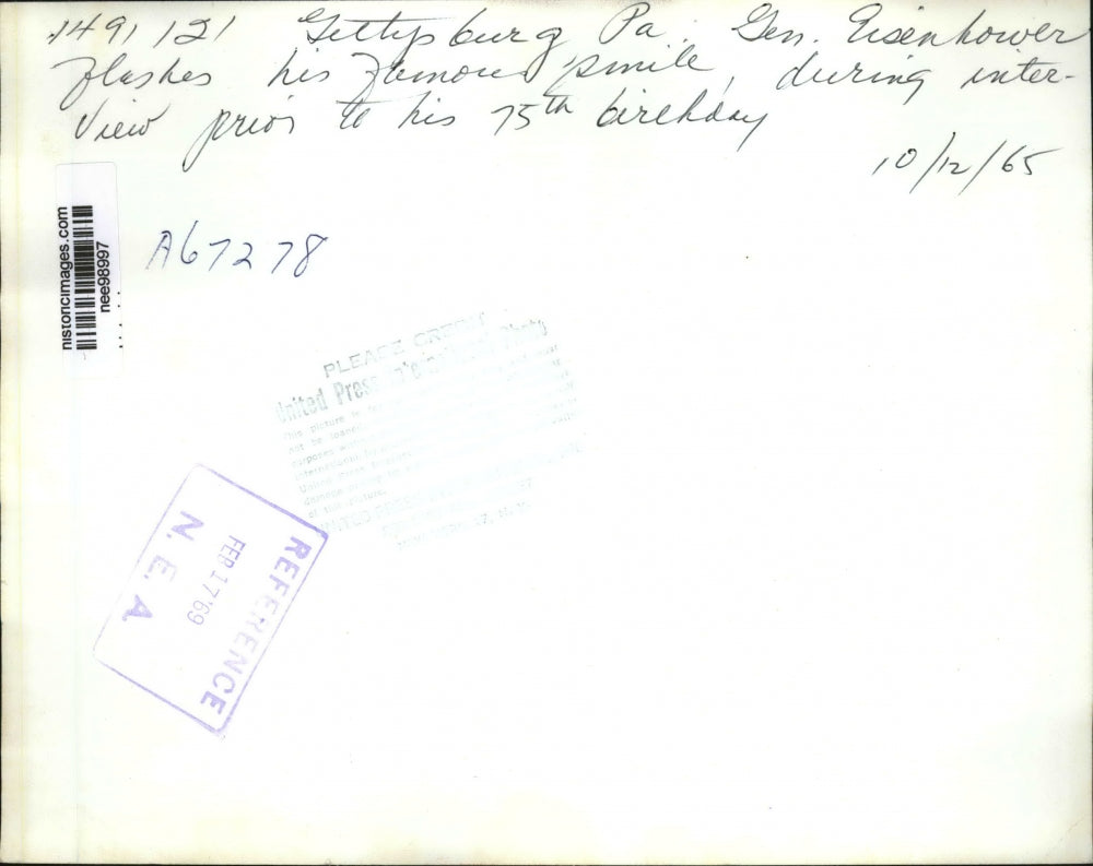 1965 Press Photo Dwight Eisenhower Smiles in Interview Prior to 75th Birthday