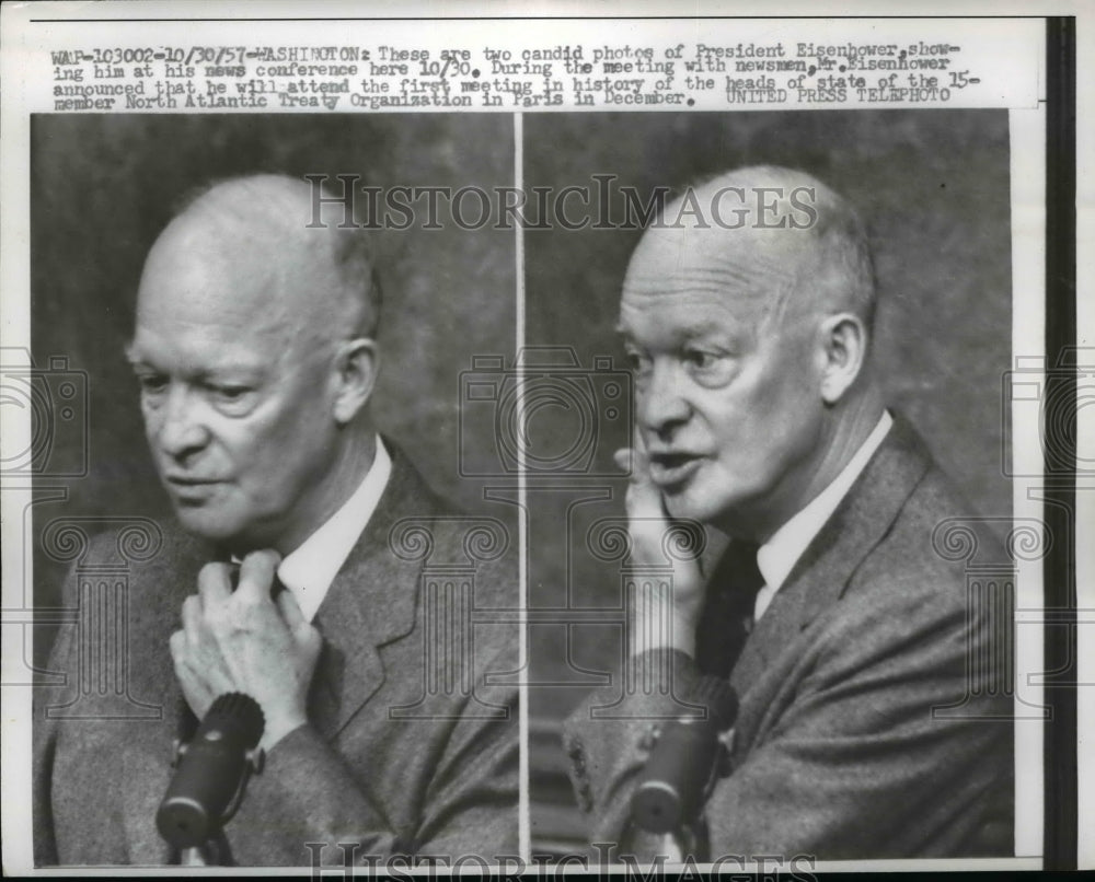 1957 Press Photo Dwight Eisenhower Candid Photos During News Conference