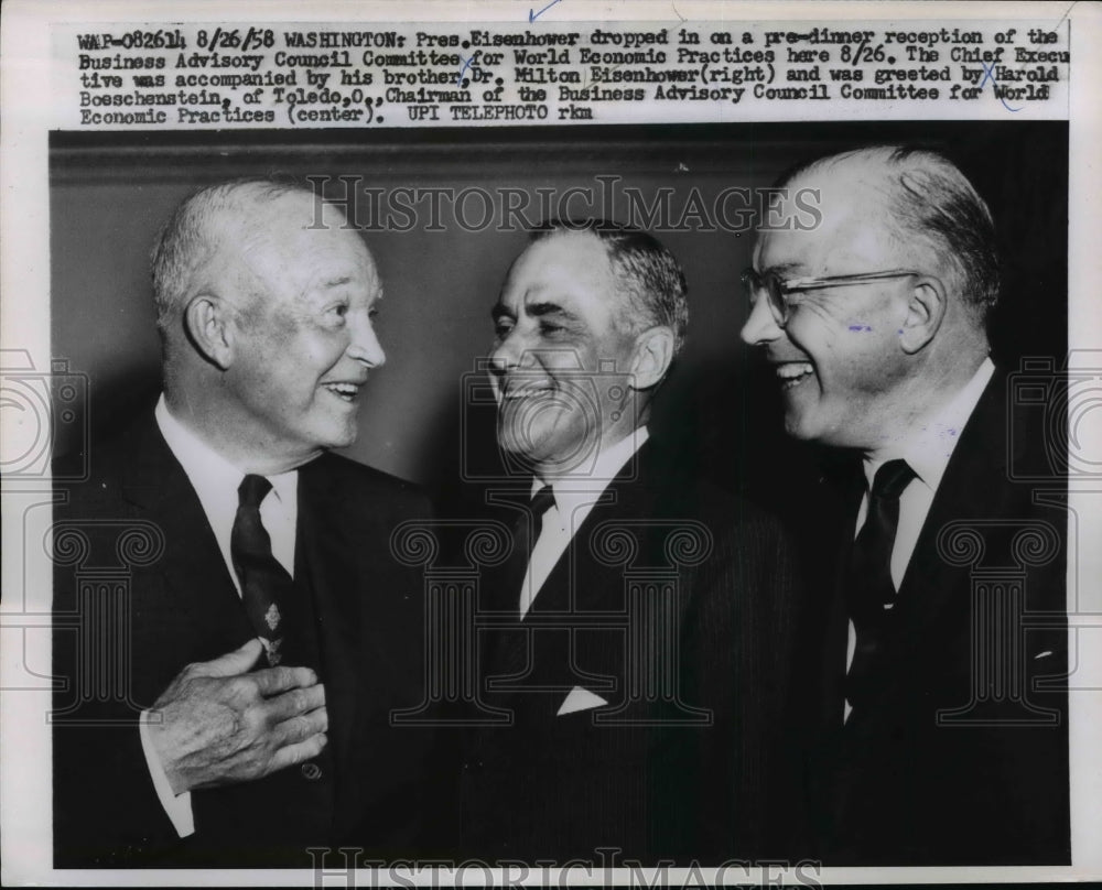 1958 Press Photo Pres.Eisenhower with brother Dr. Milton Eisenhower
