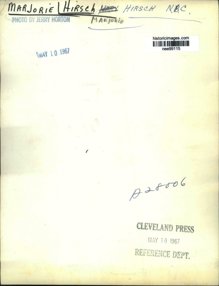 1967 Press Photo Marjorie Hirsch NBC - nee99115