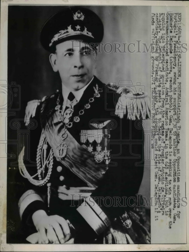 1958 Press Photo General Humberte Delgade as a Candidate for Portugal Presidency