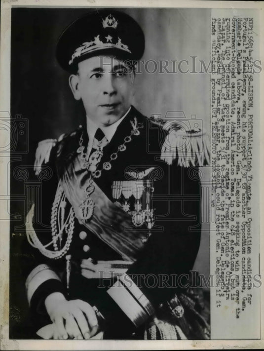 1958 Press Photo General Humberte Delgade as a Candidate for Portugal Presidency
