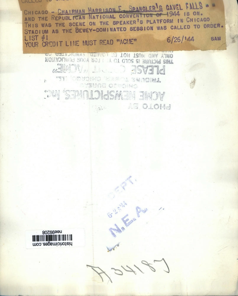 1944 Press Photo Harrison F. Spangler, Chairman Republican National Covention